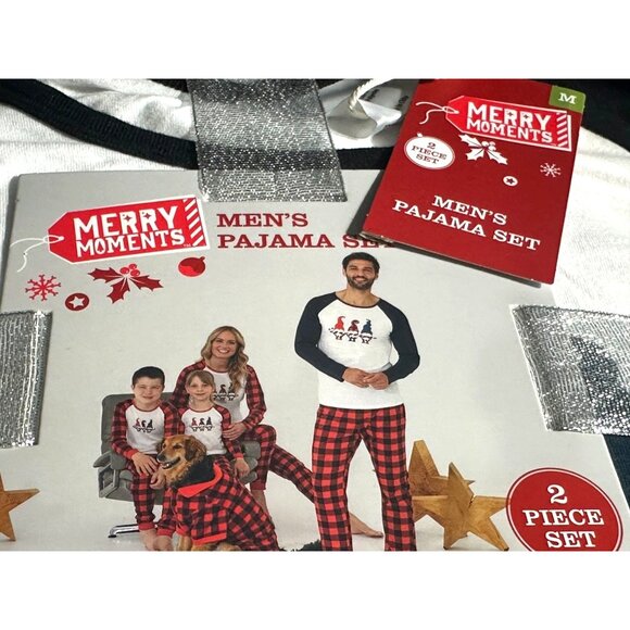 Merry Moments Men's Christmas Pajama Set 2 Piece Plaid Pants Graphic Top Family - Picture 2 of 4